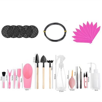 16Pcs Tuin Planten Tool Set Bonsai Succulent Tools Transplanteren Fairy Tuin Planten Tuingereedschap Hand Voor Huis Tuin B 16stk roze