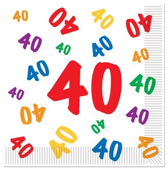 16x 40 jaar leeftijd feest servetten 33 x 33 cm Multi
