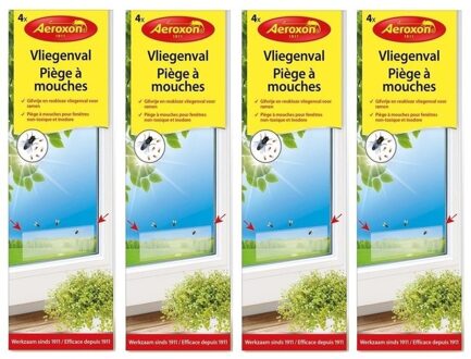 16x Aeroxon vliegenvanger raam plakstrips 21 cm - Vliegenstrips milieuvriendelijk 16 stuks - Anti-insect - Insectenbestrijding