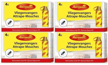 16x Aeroxon vliegenvangers met plakstrip 22 cm - Vliegenstrips milieuvriendelijk 16 stuks - Anti-insect - Insectenbestrijding