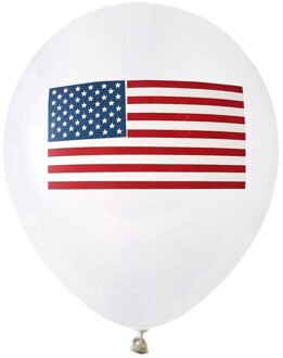 16x Ballonnen Amerika/USA thema feest 23 cm - Amerikaanse vlag themafeestje versieringen/decoraties - Feestartikelen