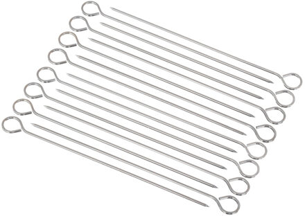 16x BBQ/barbecue spiezen/vleespennen van metaal 27,5 cm - Barbecuespiezen