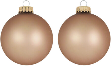 16x Bruine matte kerstballen van glas 7 cm - Kerstbal