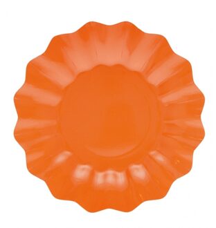 16x Diepe kartonnen bordjes oranje 21 cm