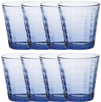 16x Drinkglazen/waterglazen blauw Prisme 220 ml - Drinkglazen