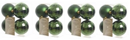 16x Kunststof kerstballen glanzend/mat donkergroen 10 cm kerstboom versiering/decoratie - Kerstbal