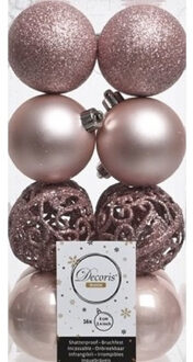 16x Kunststof kerstballen mix lichtroze 6 cm kerstboom versiering/decoratie - Kerstbal