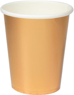 16x Metallic rose gouden feest bekertjes van karton 350 ml