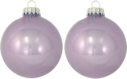 16x Orchidee paarse glazen kerstballen glans 7 cm kerstboomversiering - Kerstbal