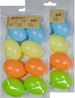 16x Pastel gekleurde kunststof eieren decoratie 6 cm hobby