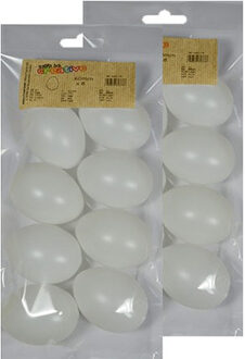 16x Plastic eitjes wit 6 cm decoratie/versiering - Feestdecoratievoorwerp