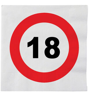 16x Stopbord servetjes 18 jaar - Feestservetten Multikleur