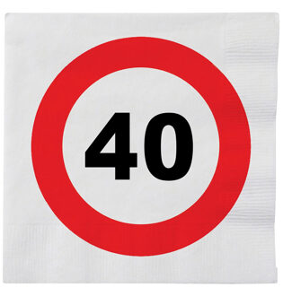 16x Stopbord servetjes 40 jaar - Feestservetten Multikleur