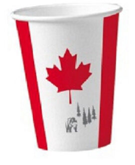16x stuks Canada vlag kartonnen bekers 200 ml - Canadese feestartikelen/versiering