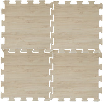 16x stuks Foam puzzelmat zwembadtegels/fitnesstegels hout 50 x 50 cm - Speelkleden Bruin