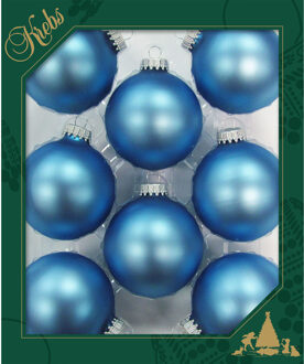 16x stuks glazen kerstballen 7 cm alpine velvet blauw - Kerstbal