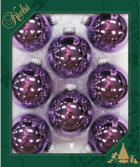 16x stuks glazen kerstballen 7 cm amethist paars glans - Kerstbal