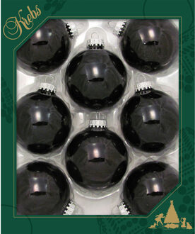 16x stuks glazen kerstballen 7 cm ebony zwart glans - Kerstbal