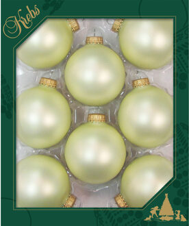 16x stuks glazen kerstballen 7 cm naturel velvet vanille - Kerstbal Crème