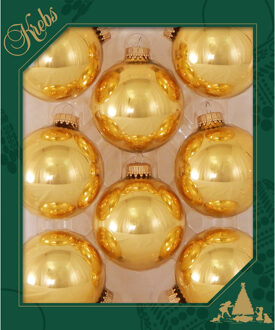 16x stuks glazen kerstballen 7 cm topaas goud - Kerstbal Goudkleurig