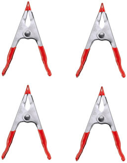 16x stuks lijmklemmen met rode kunststof coating handgreep - 10 x 3.5 cm - lijmtangen / zeilklemmen / hobbyklemmen