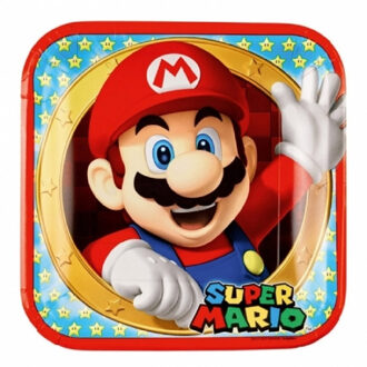 16x stuks Super Mario thema verjaardag bordjes - Kartonnen kinderfeestje feestartikelen