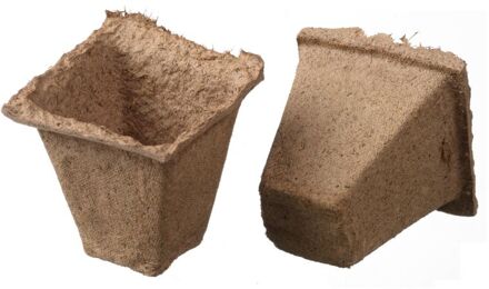 16x Turfpotjes/stekpotjes 6 cm biologisch afbreekbaar - Moestuinpotjes - Moestuin artikelen