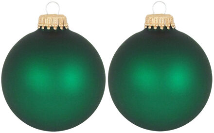 16x Velvet groene glazen kerstballen mat 7 cm kerstboomversiering
