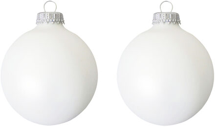 16x Witte matte kerstballen van glas 7 cm - Kerstbal