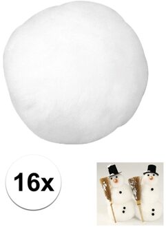 16x Witte sneeuwballen/sneeuwbollen 6 cm - Decoratiesneeuw