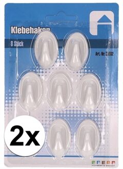 16x Zelfklevende haakjes 3 x 4 cm keuken/badkamer