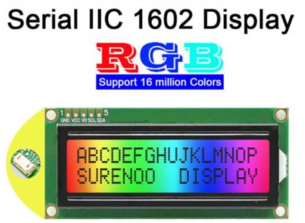16X2 1602 3.3-5V Seriële Iic I2C Fstn Positieve Negatieve Karakter Lcd Module Display Screen Lcm Panel (zwart Op Rgb)