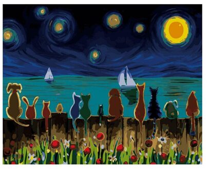 16X20inch Paint Op Nummer Kit Diy Digitale Olie Acryl Schilderen Op Canvas Home Decor, Dier Gevoelens