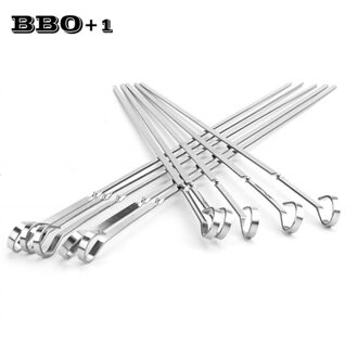 17.7in (45Cm) roestvrij Staal Platte Bbq Sticks Metalen Bbq Kabob Spiesjes Herbruikbare Bbq Stickers Grill Barbecue Accessoires 6/10/12pc 10stk