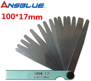 17 Blades Spark Plug Thickness Gap Metric Filler Feeler Gauge Metric Measurement 0.02 to 1mm Steel Measuring Tools 100mm