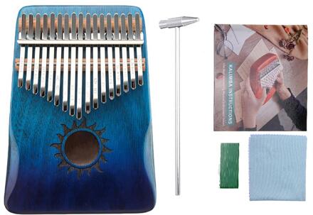 17 Key Kalimba Piano Mahonie Muziekinstrument Mooi Geluid Creatieve Beginner Vinger Piano Voor Kind blauw
