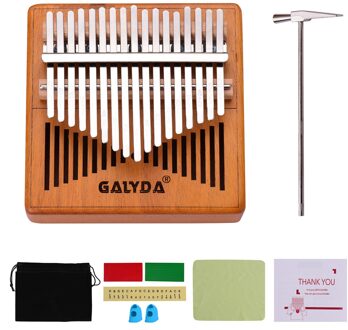 17-Key Thumb Piano Houten Kalimba Mbira Muziekinstrument Met Draagtas Tuning Hamer Vinger Protector Sticker Veeg Doek geel