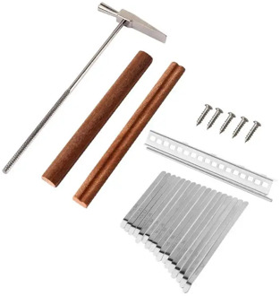 17 Keys Kalimba DIY Steel Keys+Wood Bridge+Steel Tuning Hammer Kit Thumb Piano Musical Instrument Part Accessories