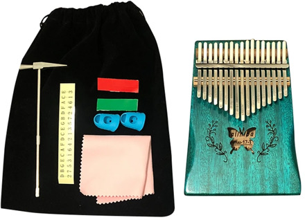 17 Keys Kalimba Pattern Thumb Piano Mahogany Body Musical Instrument 17 Keys Kalimba Children's and Girls'Styles