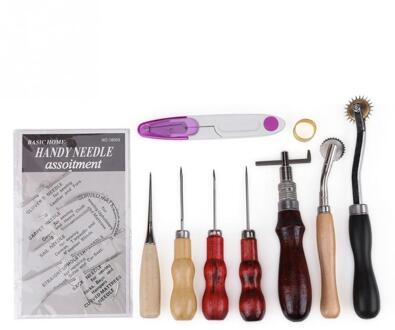 17 Pcs Lederen Gereedschap DIY Hand Naaien Kit met Groover Priem Waxed Vingerhoed Draad voor Naaien