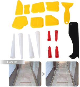 17 Pcs Siliconenkit Afwerking Tool Grout Schraper Remover En Nozzle En blauw