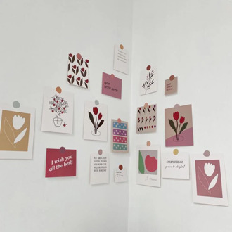 17 Sheets/pack Simple Tulip Flowers Decoration Card Art Postcards Korean Wall Sticker Photographic Props Background Stationery