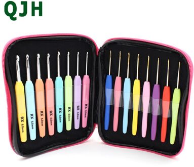 17 Stks/set Breinaalden Trui Gereedschap Roestvrij Staal Kleur Voor Hand-Gebreide Diy Haaknaald Kit Maat 1.0Mm-6.0Mm