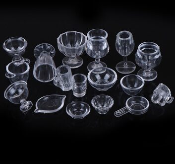 17 Stks/set Mini Transparante Keukengerei Speelgoed Drink Cups Schotel Plaat Servies Miniaturen Diy Pretend Play
