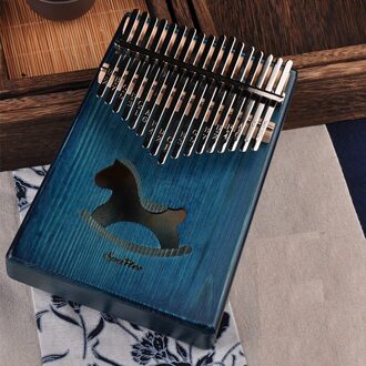 17 Toetsen Bull Kalimba Duim Piano Mahonie Body Muziekinstrument Beste En Prijs blauw paard