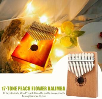 17 Toetsen Kalimba Hout Mahonie Duim Piano Muziekinstrument Met Tuning Hamer Doek Sticker Zak