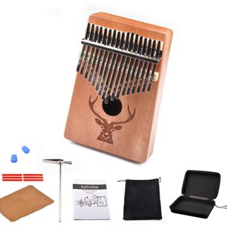 17 Toetsen Kalimba Wood Thumb Piano Muziekinstrument Kits Met Hamer Sticker Acacia Mahonie Xylofoon Voor Kind Volwassen wit