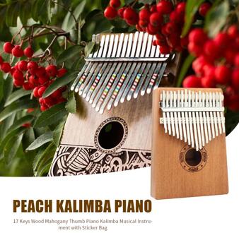 17 Toetsen Kalimba Wood Thumb Piano Muziekinstrument Met Tuning Hamer Sticker Duurzaam Beginner Vinger Piano Muzikale Tool