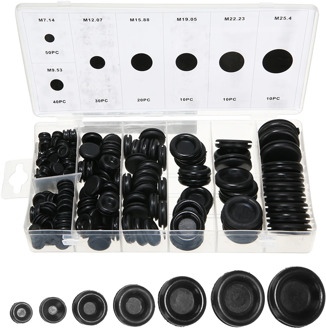 170pcs Black Closed Seal Ring Grommets Car Electrical Wiring Cable Gasket Kit Rubber Grommet Hole Plug Set with Plastic Box