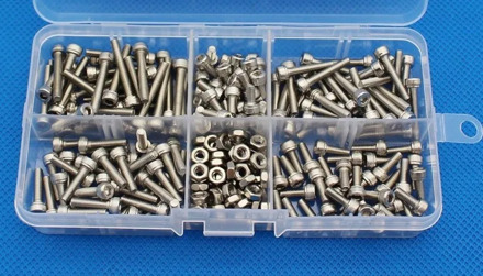 170pcs M3 Stainless Steel Hex Socket Head Cap Screws Nuts Assortment Kit with Box